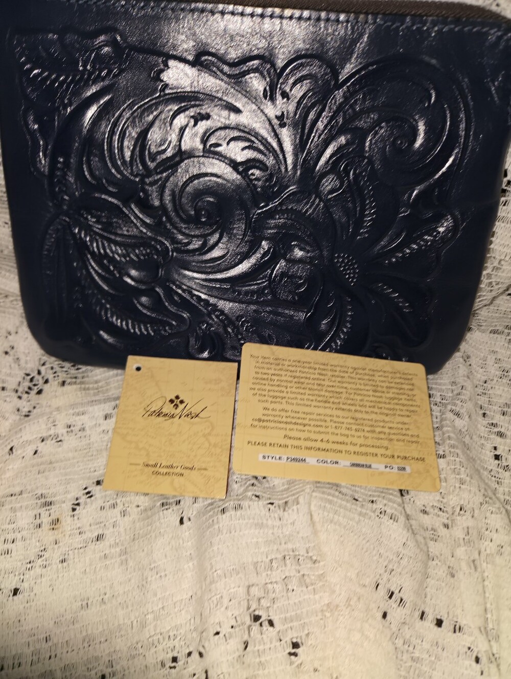 NWT Patricia Nash Large Leather Wristlet Caribbean Blue